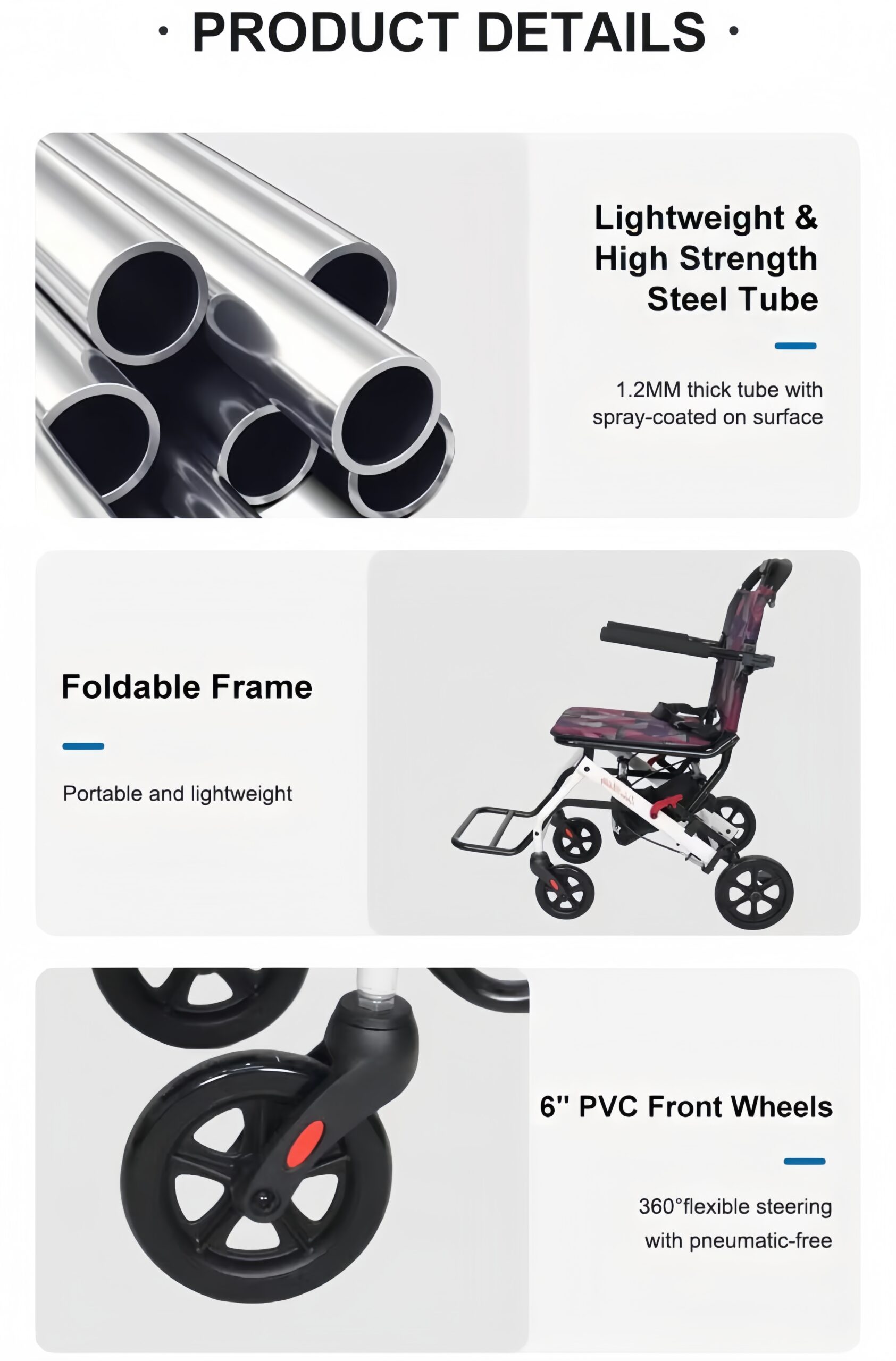 Wholesale Portable Lightweight Foldable Wheelchair | Manual Patient Transport Wheelchair for Medical & Travel